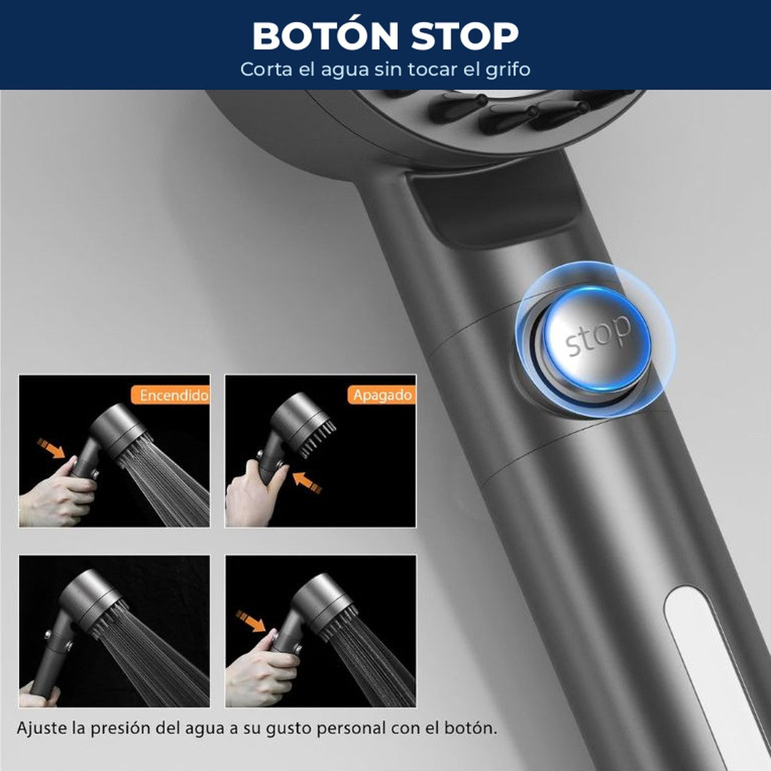 Botón stop para cortar el agua sin tocar el grifo